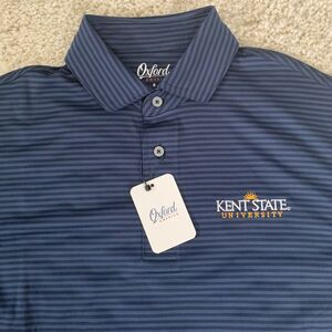 Kent State University Embroidered Striped Golf Polo Shirt Oxford America Sz S